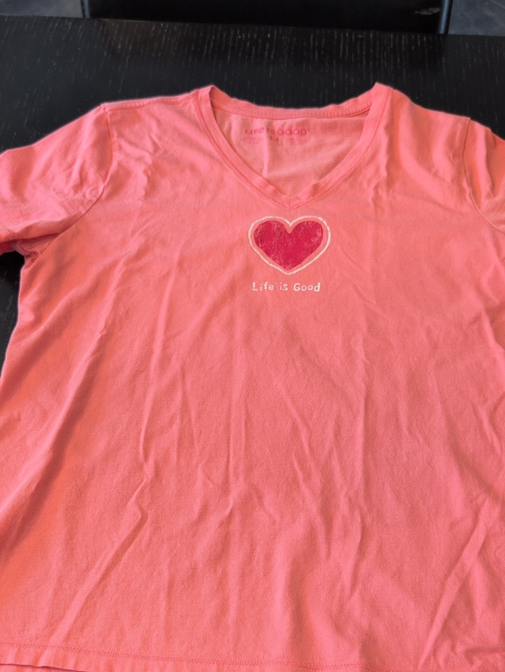 Life is Good Girls' Pink Heart V-Neck Tee